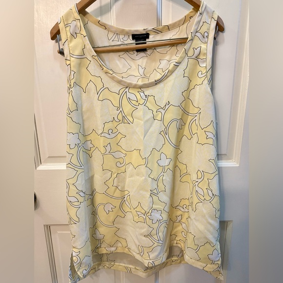 Ann Taylor Tops - Ann Taylor Yellow and Cream Leaf Patterned Tank Top Size Large